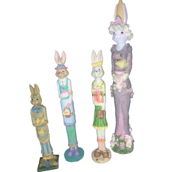 Unbranded Other - Easter Bunny Figurines Decor Set of Four thin Rabbits